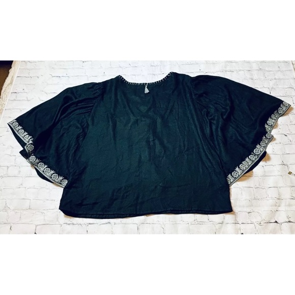 Z&L Europe Made With Love Top Women's S Small Black Boho Embroidered Festival - Picture 11 of 11